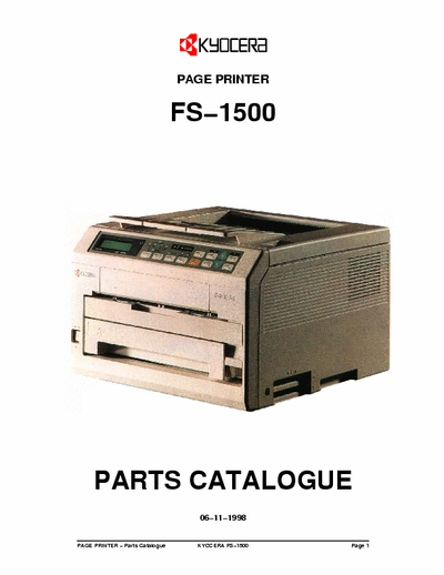 Kyocera FS-1500 FS-1500 Page Printer Parts Catalogue